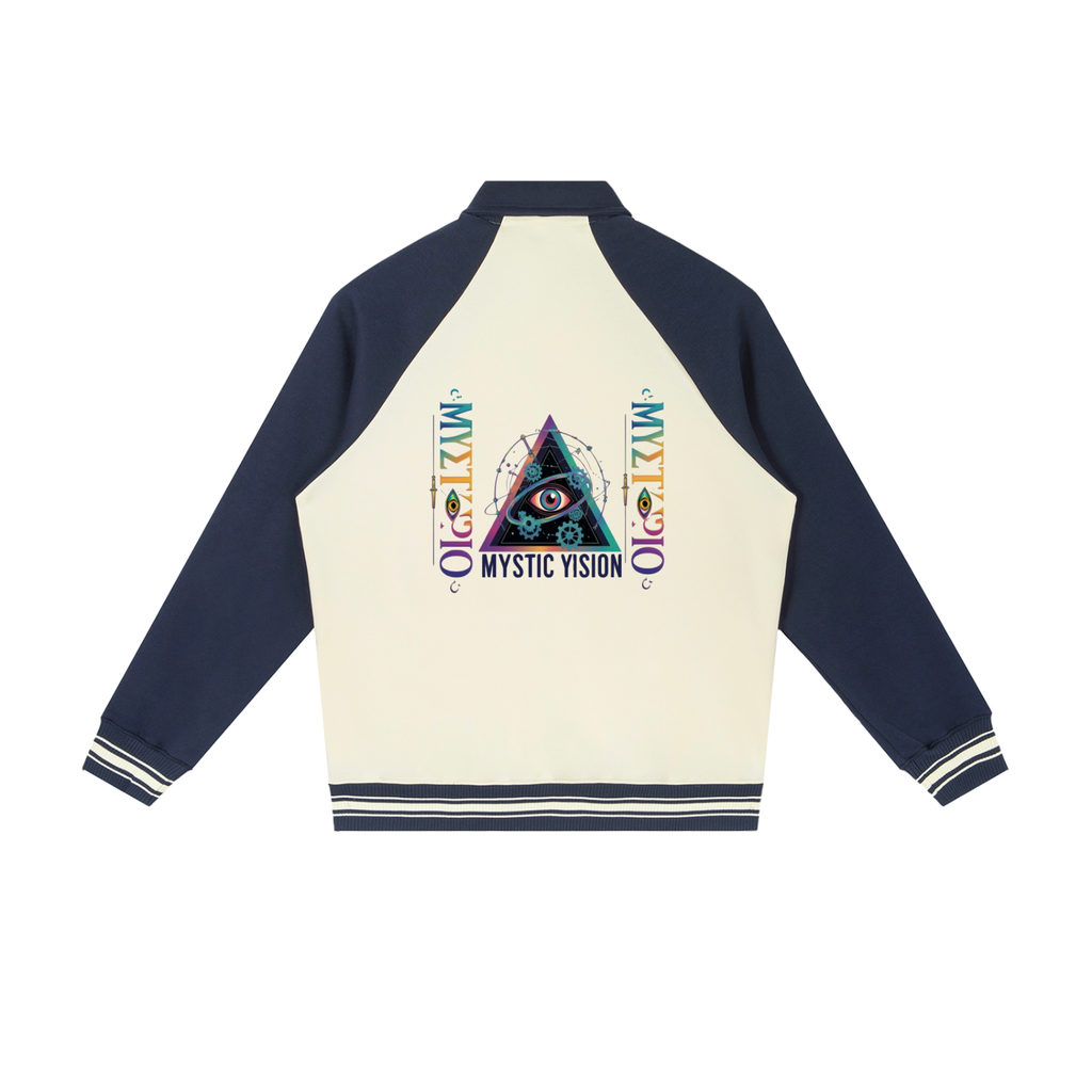 Contrast Raglan Sleeve Baseball Jacket