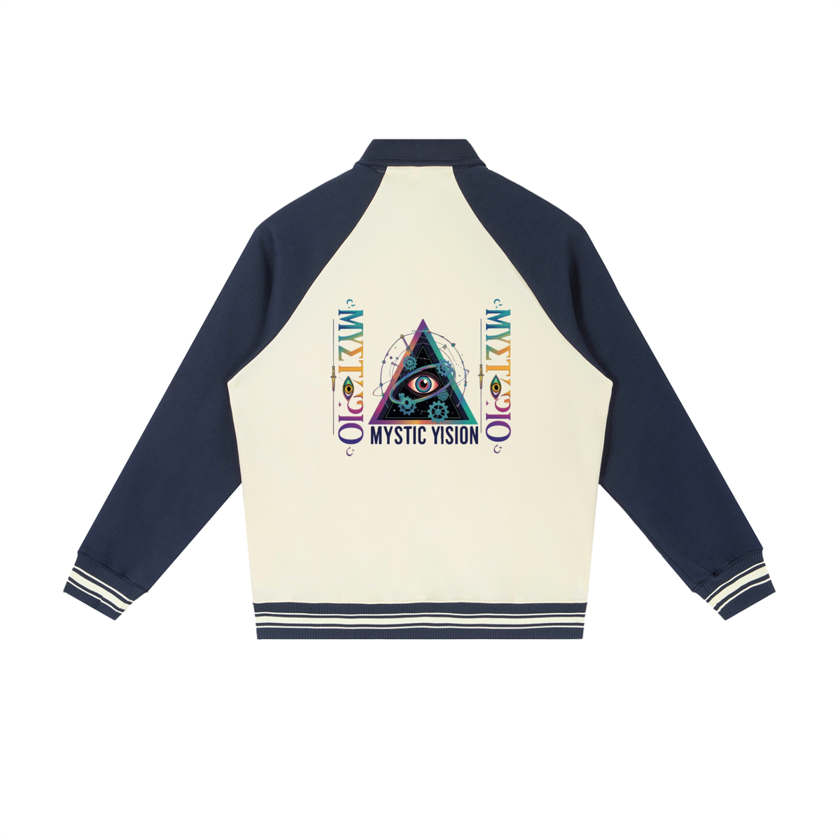 Contrast Raglan Sleeve Baseball Jacket