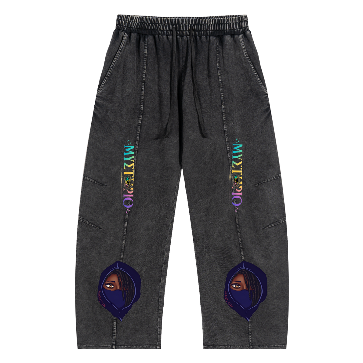 Snow Wash Drawstring Cotton Pants