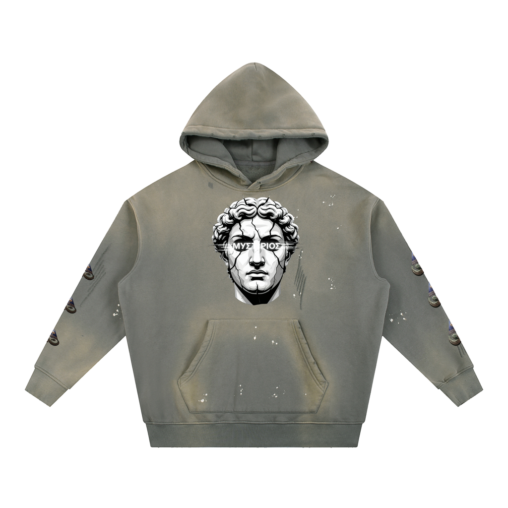 Vintage Washed Frayed Fleece Hoodie