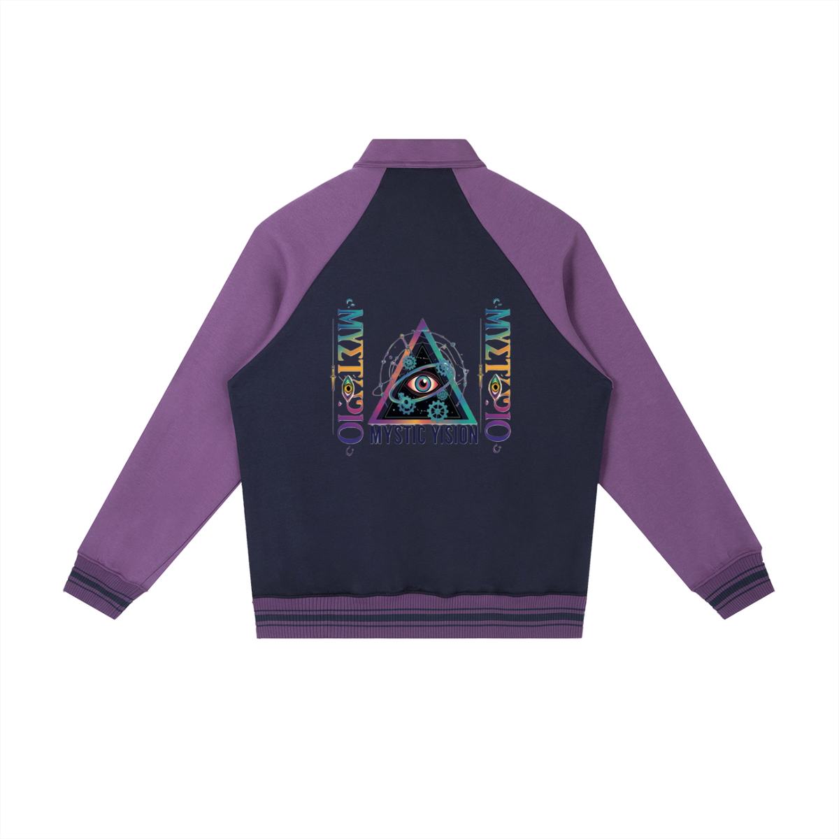 Contrast Raglan Sleeve Baseball Jacket