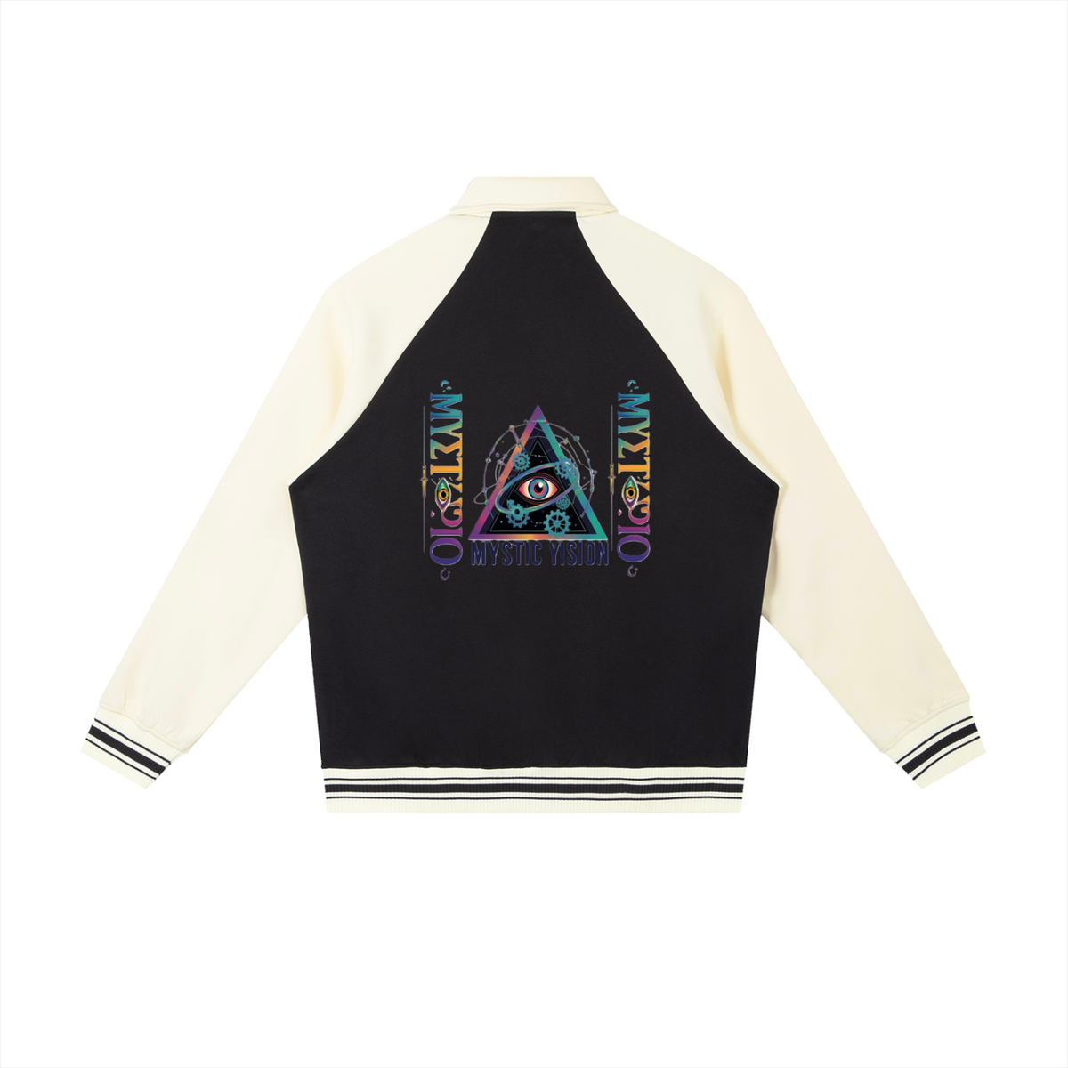 Contrast Raglan Sleeve Baseball Jacket