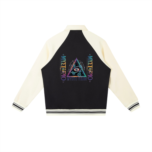 Contrast Raglan Sleeve Baseball Jacket