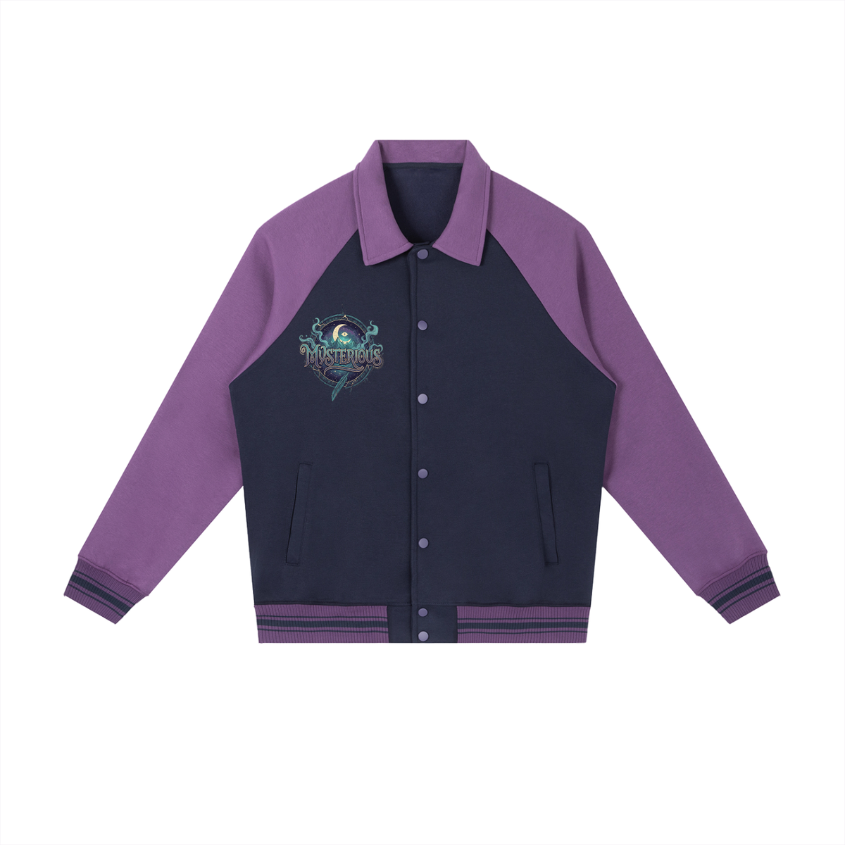 Contrast Raglan Sleeve Baseball Jacket