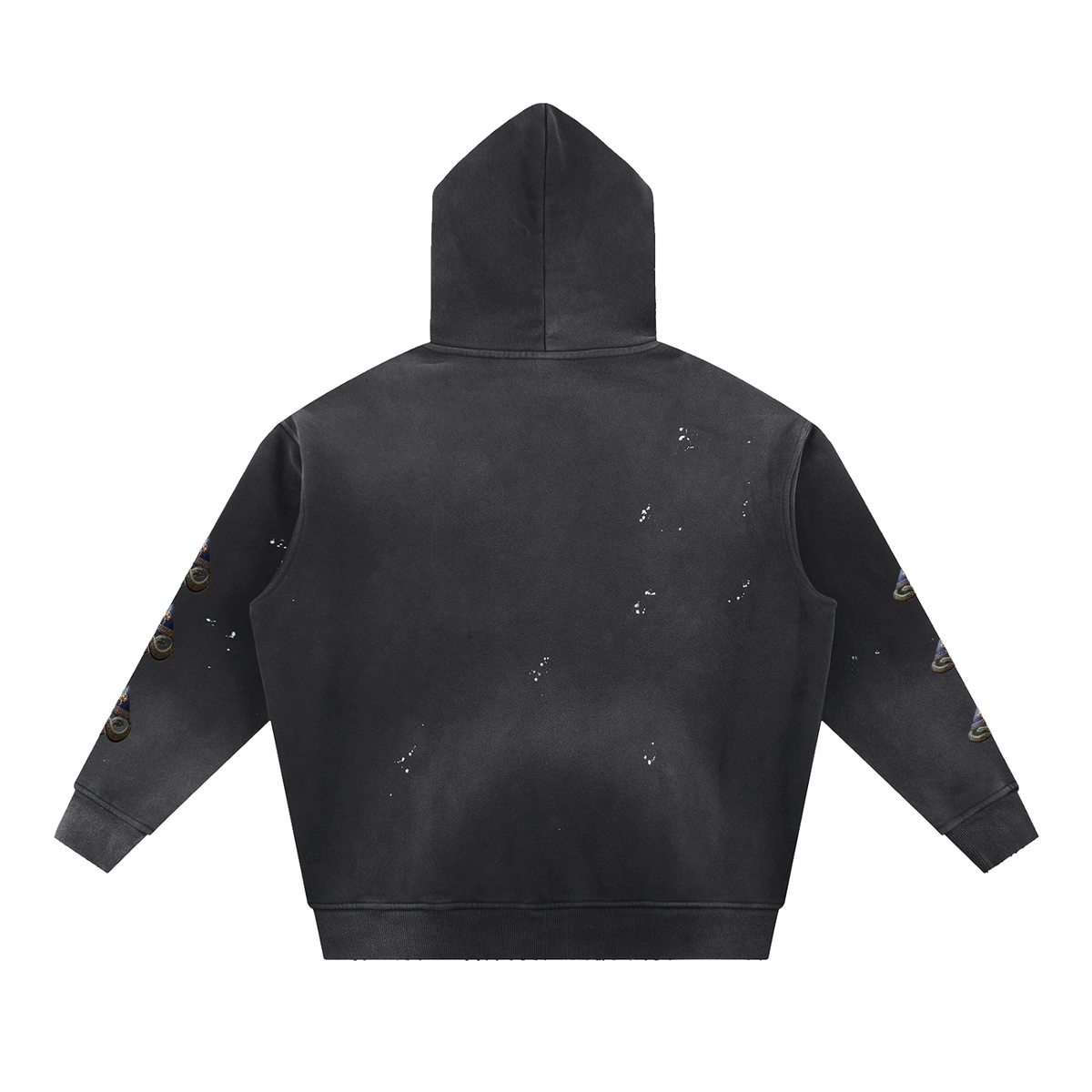 Vintage Washed Frayed Fleece Hoodie