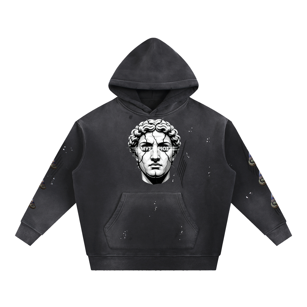 Vintage Washed Frayed Fleece Hoodie