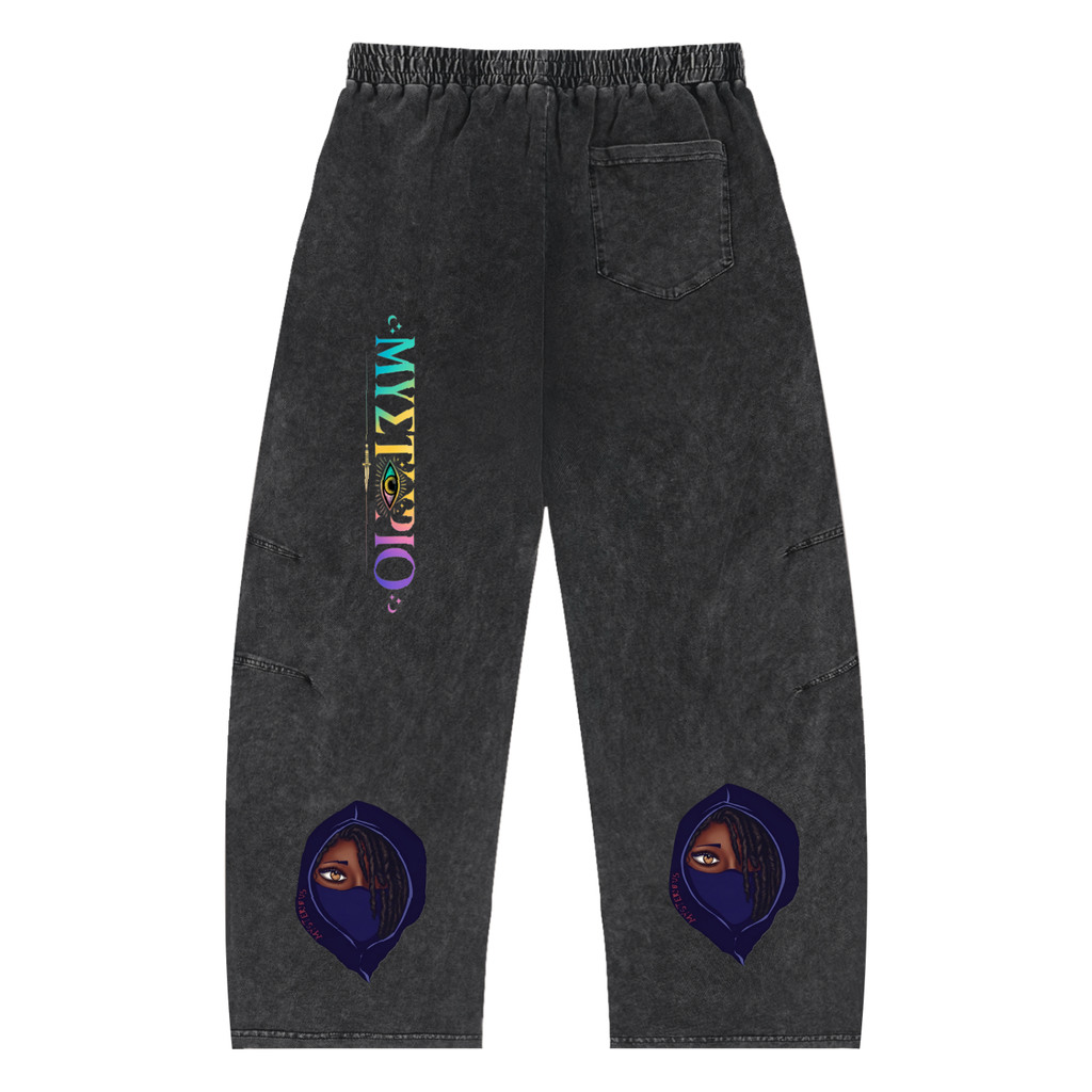 Snow Wash Drawstring Cotton Pants