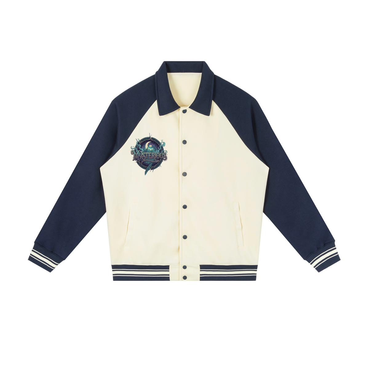 Contrast Raglan Sleeve Baseball Jacket